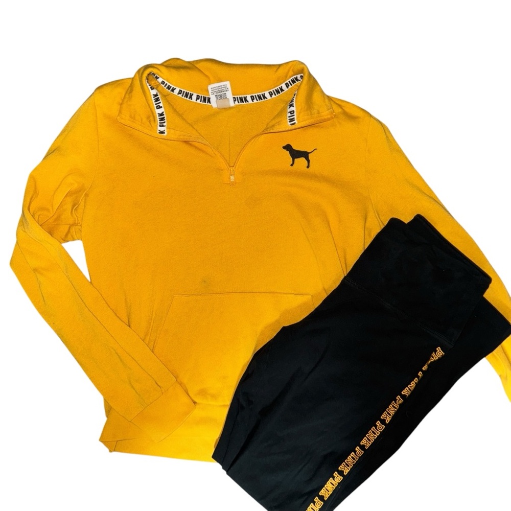 PINK Victoria's Secret Yellow and Black Apparel Sweater And Leggings Set